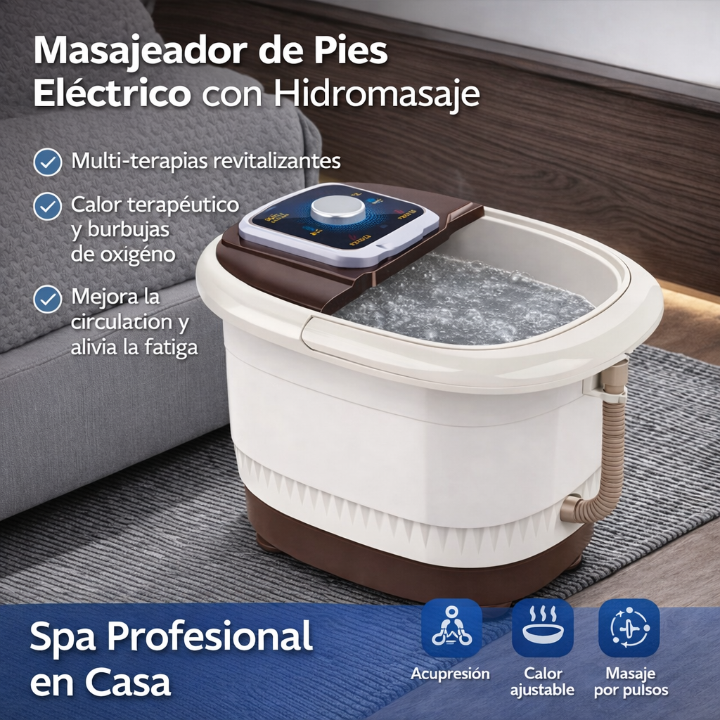 VitalSole™ - Masajeador de Pies Eléctrico con Hidromasaje y Calor Terapéutico