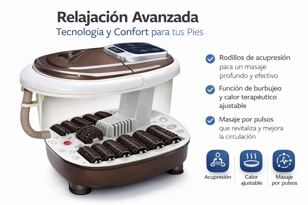 VitalSole™ - Masajeador de Pies Eléctrico con Hidromasaje y Calor Terapéutico