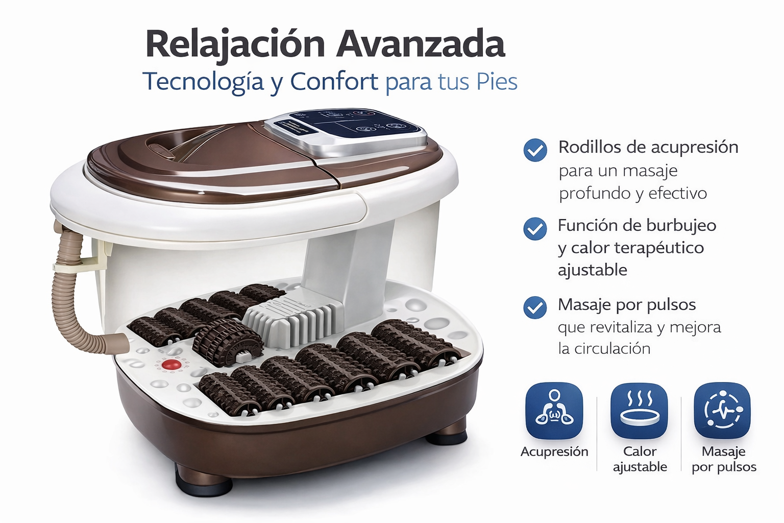 VitalSole™ - Masajeador de Pies Eléctrico con Hidromasaje y Calor Terapéutico